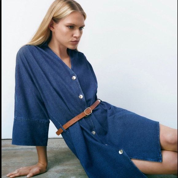 Zara Dresses & Skirts - ZARA NWT Belted Denim Shirt Dress S